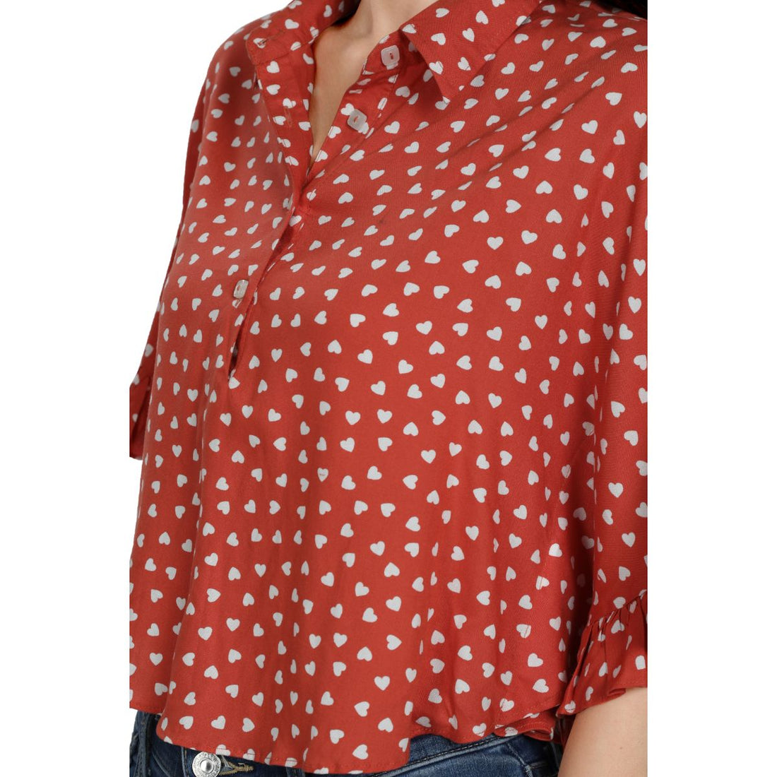Mantra rust Viscose Flouncy collar top