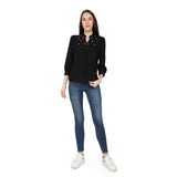 Mantra Black embroidered gtaher top