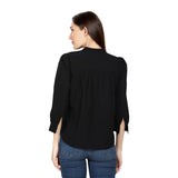 Mantra Black embroidered gtaher top