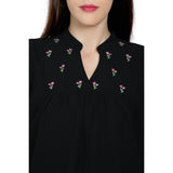 Mantra Black embroidered gtaher top