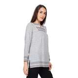 Ziniia White Printed Yoke Top