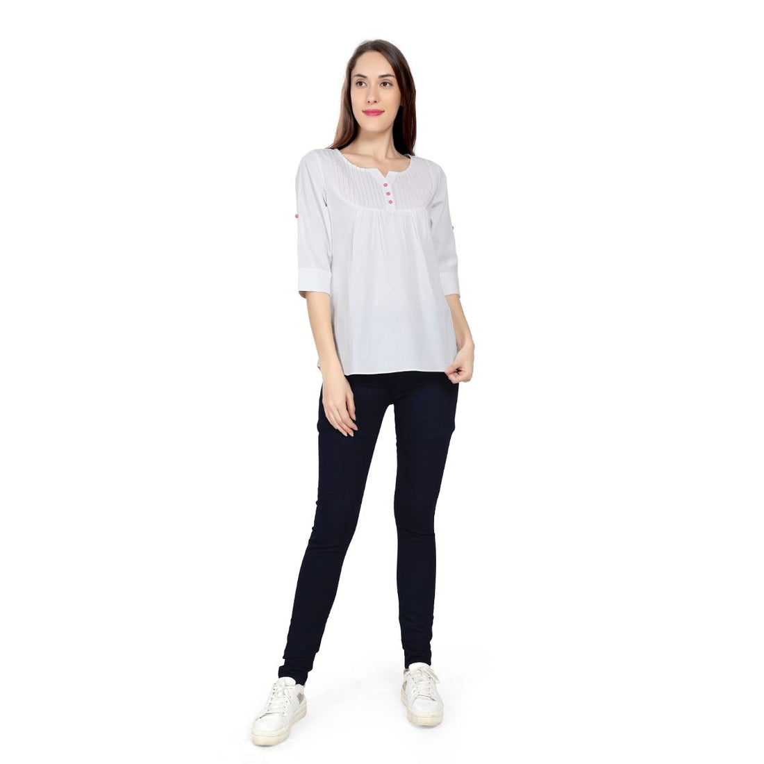Mantra White Pin tucked  Top
