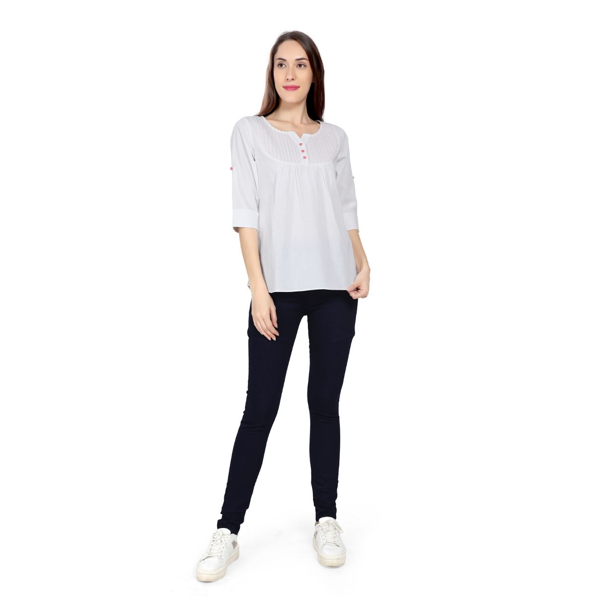Mantra White Pin tucked  Top
