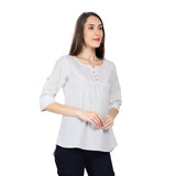 Mantra White Pin tucked  Top