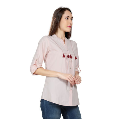 Mantra poly cotton pink Mandarin collar Shirt