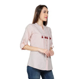 Mantra poly cotton pink Mandarin collar Shirt