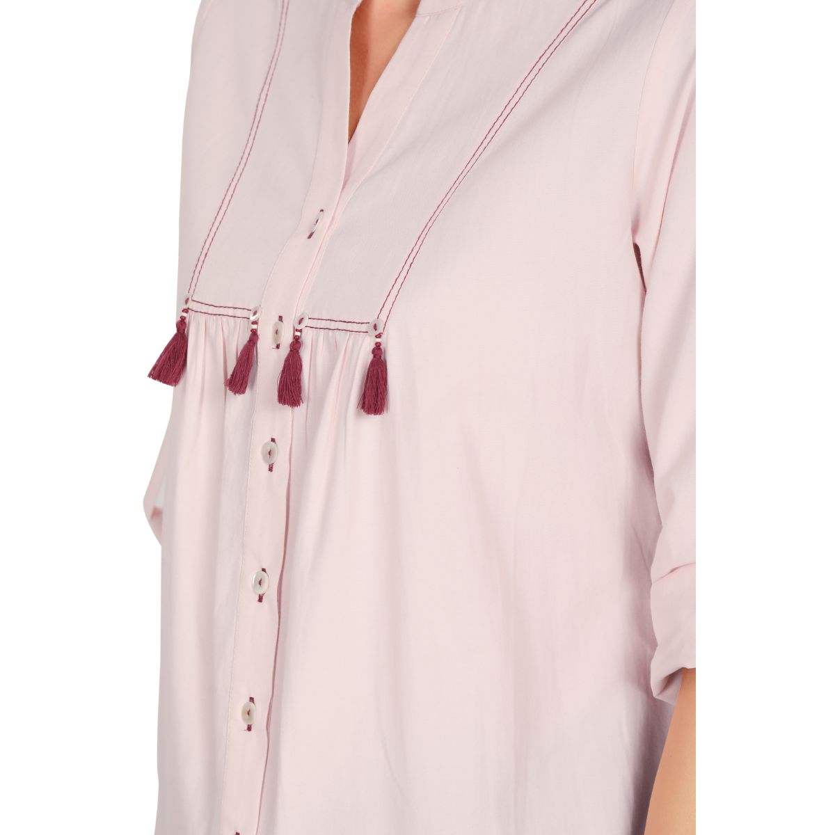 Mantra poly cotton pink Mandarin collar Shirt