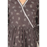 Mantra grey cotton printed angrakha top
