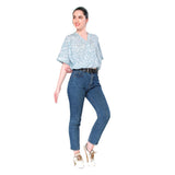 Mantra blue white printed dolman top