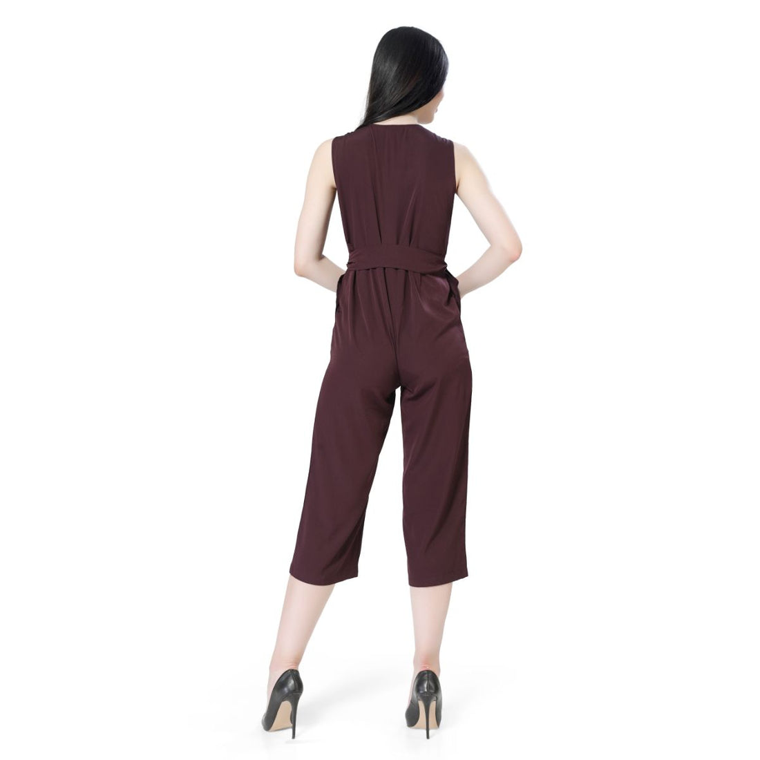 Mantra burgandy solid overlap jumpsuit