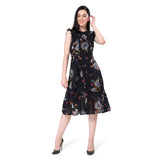 Mantra navy blue floral printed dress