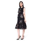 Mantra navy blue floral printed dress