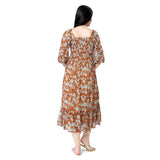 Mantra Brown smocking maxi dress