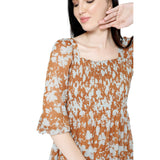 Mantra Brown smocking maxi dress