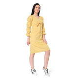 Mantra yellow printed peek a boo dress