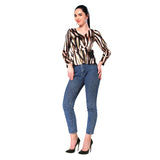 Mantra black printed  wrap belted top