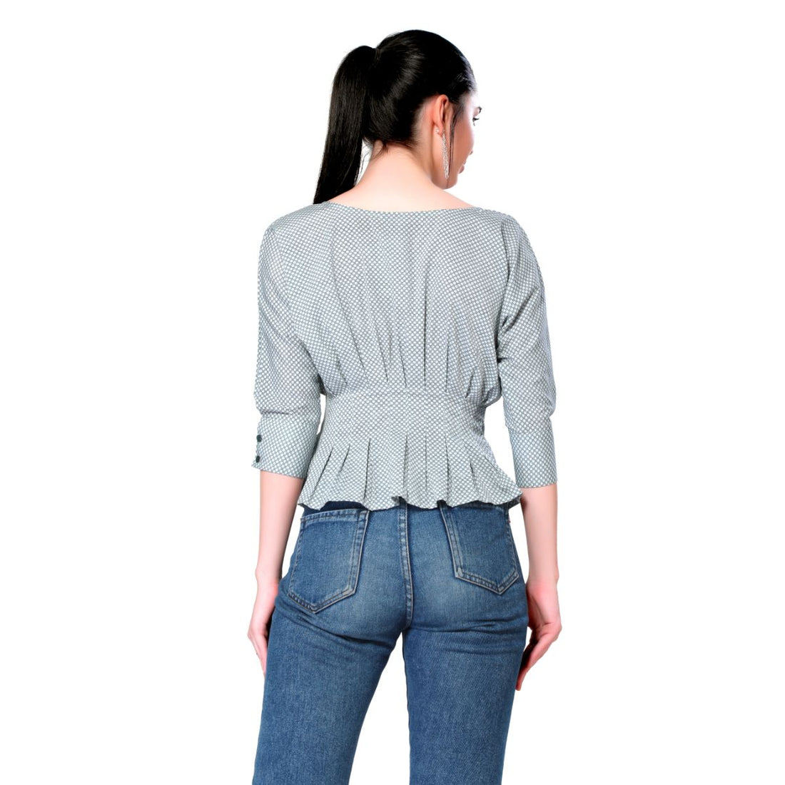 Mantra blue pleated dolman top