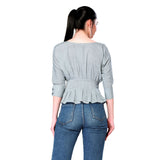 Mantra blue pleated dolman top