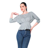 Mantra blue pleated dolman top