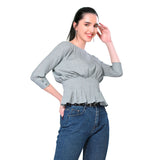 Mantra blue pleated dolman top