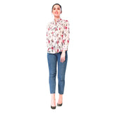 Mantra pink white floral printed pleated Shirt