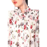 Mantra pink white floral printed pleated Shirt
