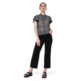 Mantra black printed frilly top