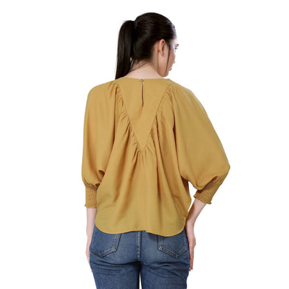 Mantra mustard solid flouncy top