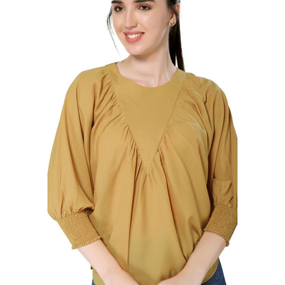 Mantra mustard solid flouncy top