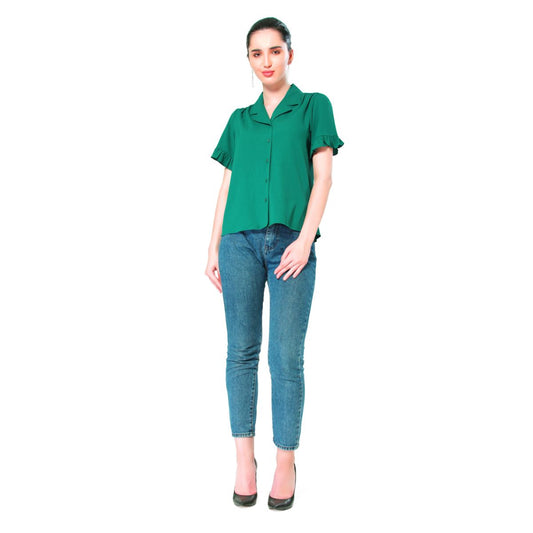 Mantra green solid crinkle shirt