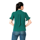 Mantra green solid crinkle shirt