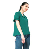 Mantra green solid crinkle shirt