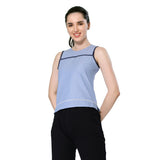 Mantra blue sleeveless crop top