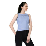 Mantra blue sleeveless crop top