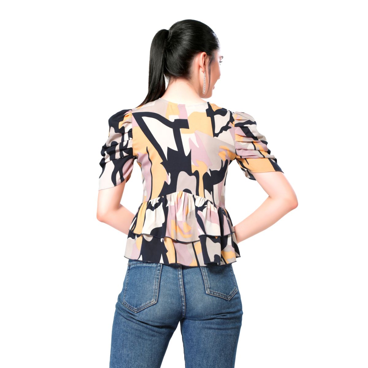 Mantra multi colored abstract printed top