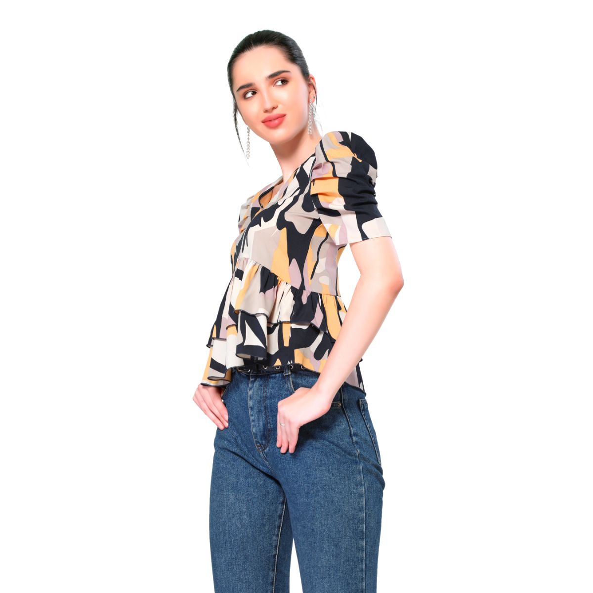 Mantra multi colored abstract printed top