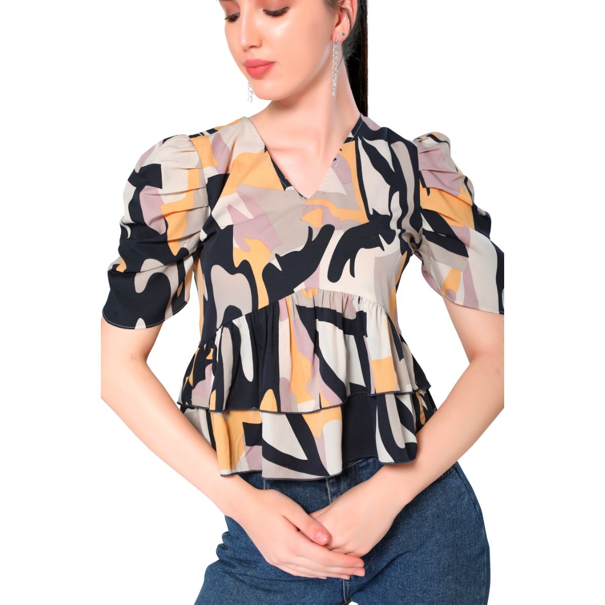 Mantra multi colored abstract printed top