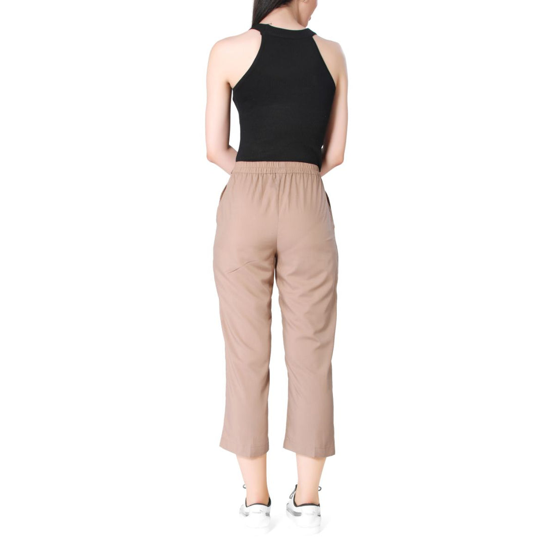 Mantra beige high-waist tie-up pants