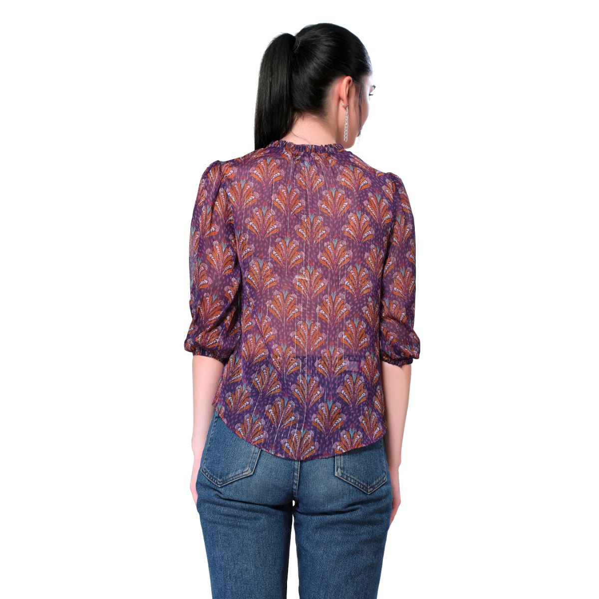 Mantra purple lurex printed shirt