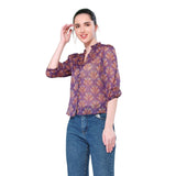 Mantra purple lurex printed shirt