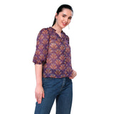 Mantra purple lurex printed shirt