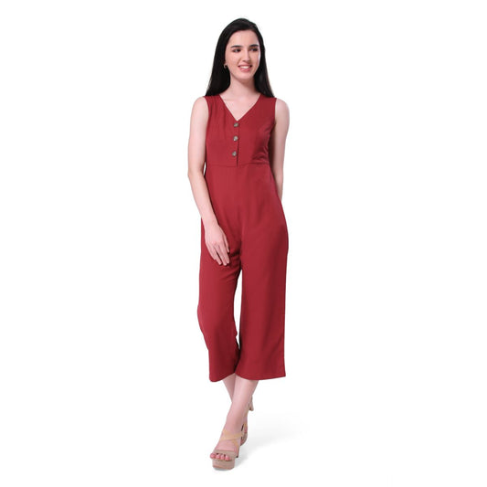 Mantra maroon solid sleeveless Jumpsuit