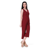 Mantra maroon solid sleeveless Jumpsuit