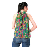Mantra green floral printed halter top