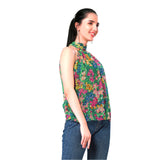 Mantra green floral printed halter top