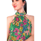 Mantra green floral printed halter top