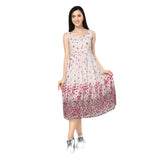 Mantra white gathers floral printed dress