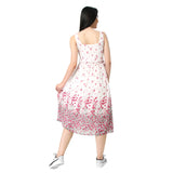 Mantra white gathers floral printed dress