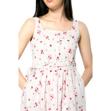 Mantra white gathers floral printed dress