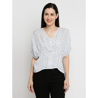 Mantra blue v neck crop-top